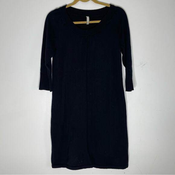 HANNA ANDERSSON Black Knit Combed Cotton Scoop Neck Dress Size Medium - Picture 1 of 7